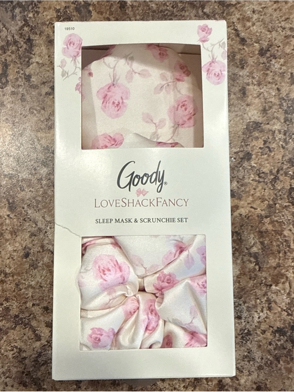 LoveShackFancy Pink Floral Sleep Mask & Scrunchie Set